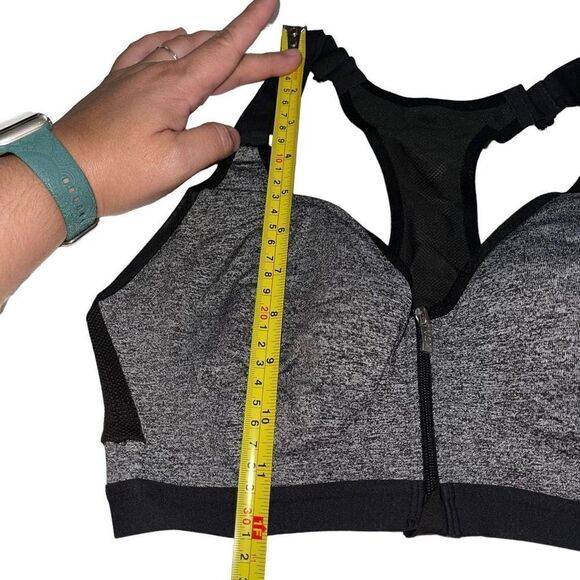VSX Grey & Black Zip Front Sports Bra - Size 34C - Picture 4 of 8